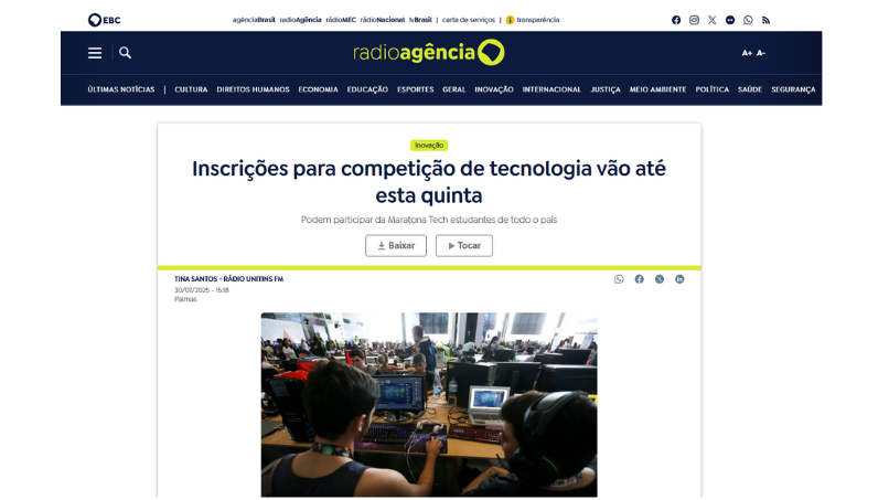 Matéria na Rádio Agência Nacional